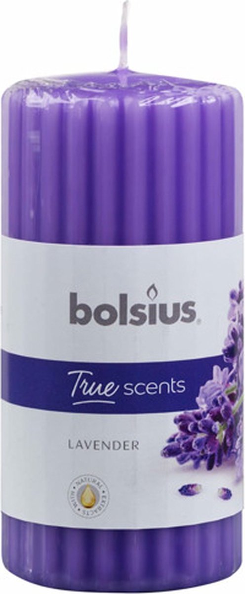 Bolsius Geurkaarsen geribbeld 6 st 120x58 mm lavendel Paars