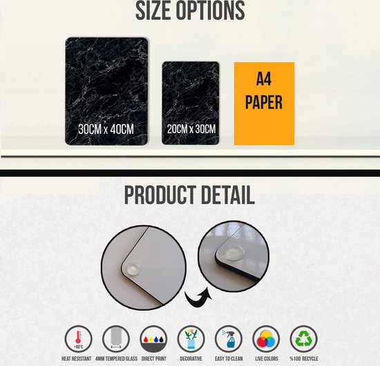 Exotisch Patroon Tempered GlasSnijplank 30cm × 40cm - Glassnijplank