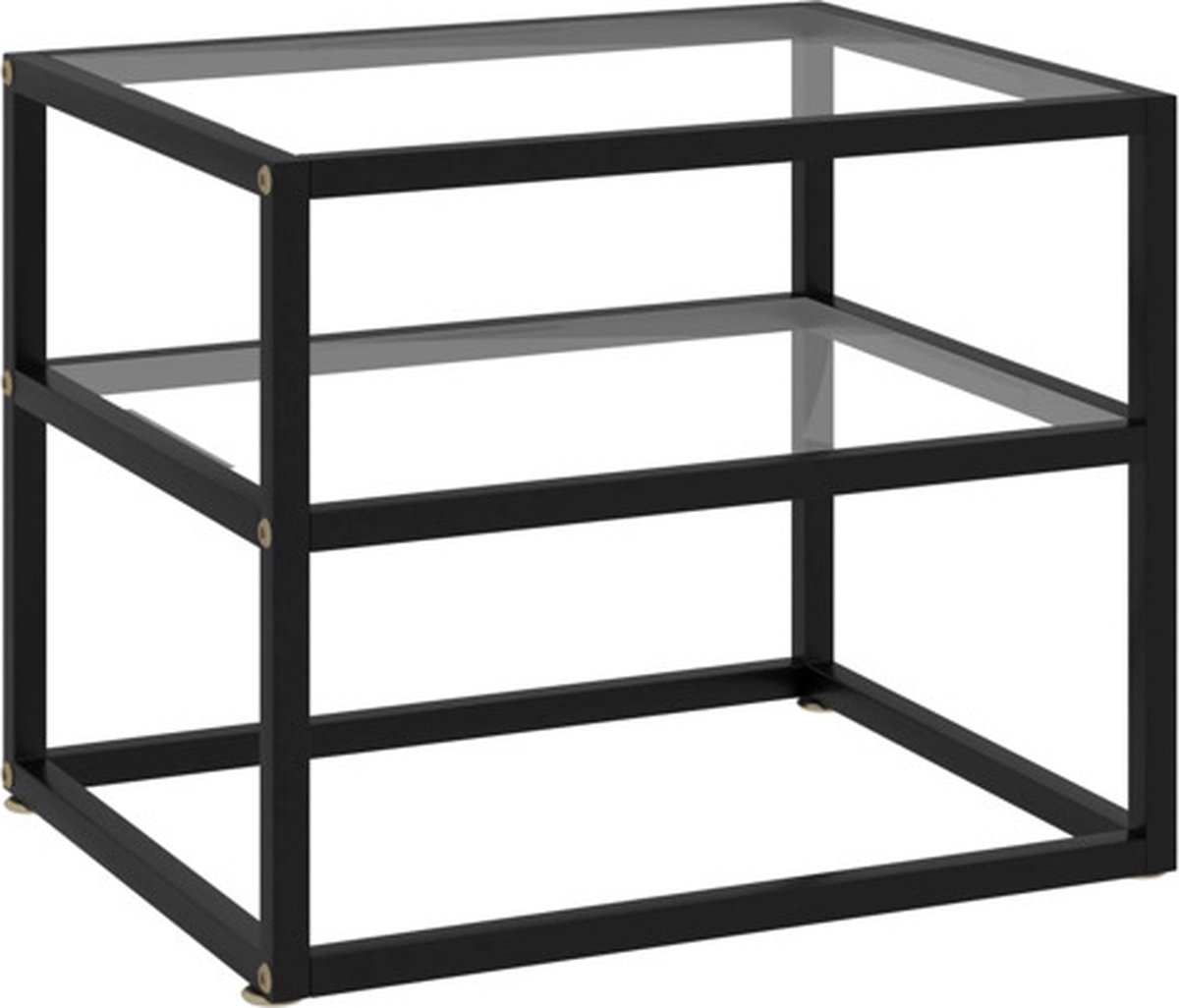 vidaXL Wandtafel - 50x40x40 - cm - gehard - glas - transparant transparant en zwart