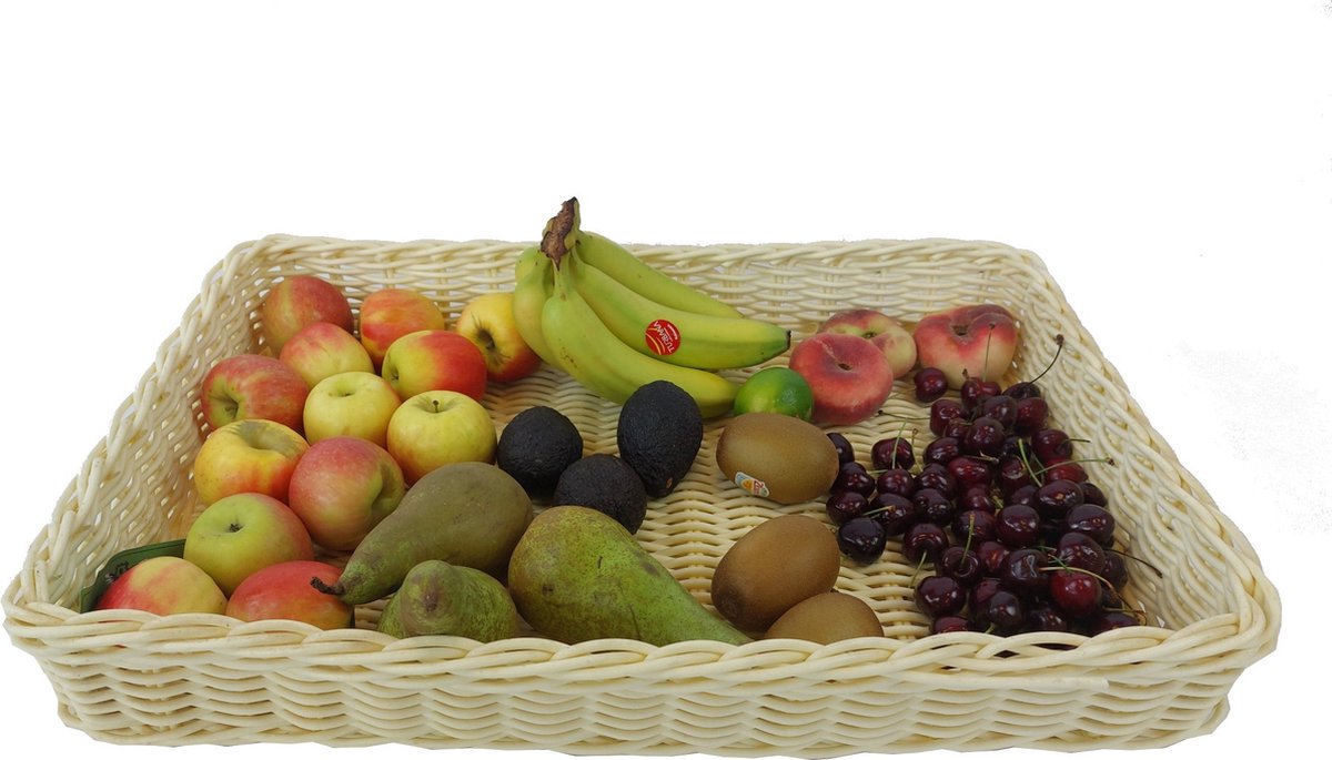 Baskin - Fruitschaal - Robuuste Fruitmand - Handgemaakt - Rechthoekig - 60 x 40 x 10 cm