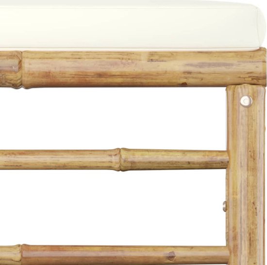 vidaXL - 5-delige - Loungeset - met - crèmewitte - kussens - bamboe