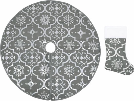 vidaXL - Kerstboomrok - luxe - met - sok - 150 - cm - stof - grijs