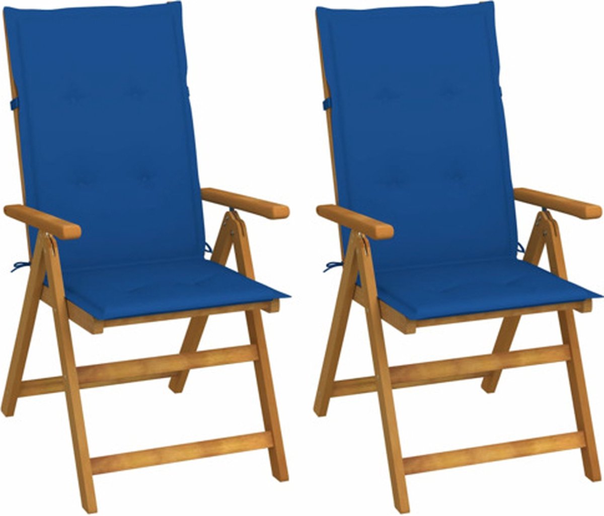 vidaXL - Tuinstoelen - 2 - st - verstelbaar - met - kussens - massief - acaciahout