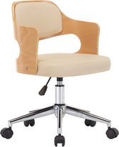 vidaXL - Kantoorstoel - draaibaar - gebogen - hout - en - kunstleer - crème