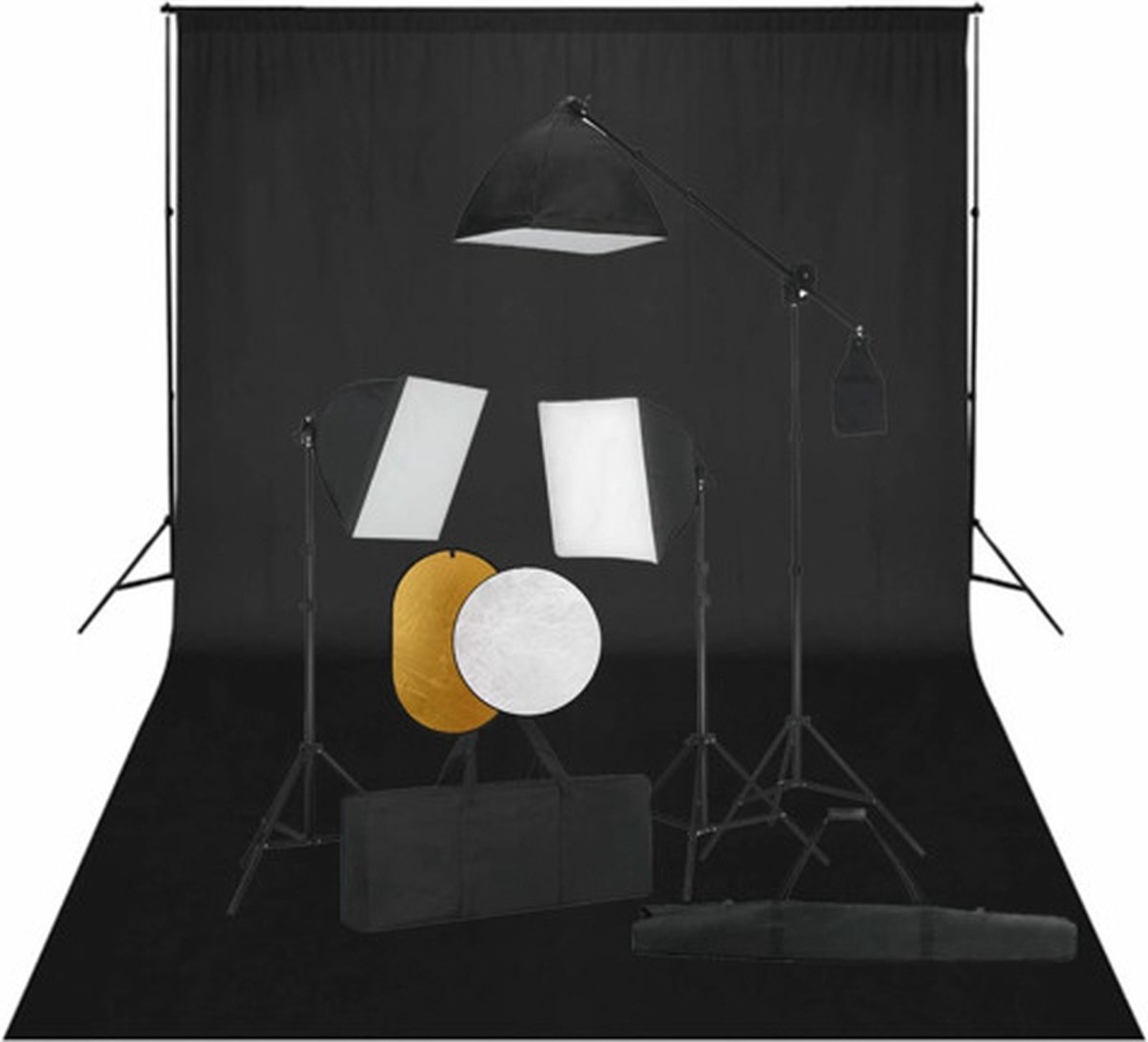 vidaXL Fotostudioset met softboxlampen. achtergrond en reflector