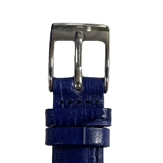 Bracelet Montre Cuir Véritable Imitation Croco Bleu - Largeurs 14-16-18mm Extra Long