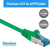 Neview - 25 cm premium S/FTP patchkabel - CAT 6a - 10 Gbit - 100% koper - Groen - Dubbele afscherming - (netwerkkabel/internetkabel)