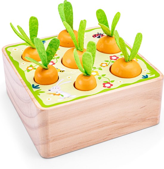 Woet® Houten Wortelspel - Pak en Sorteer de Wortels - FSC - Leren Sorteren op Vorm en Grootte - Vormenspel - Sorteerspel - Educatief Montessori Speelgoed - Vanaf 2 Jaar