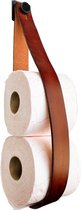 Luxe Leren toiletrolhouder - Cognac - 2 stuks - Reserverolhouder - 100% Volnerfleer - hangend - zonder boren - WC Rol Houder - Closetrolhouder