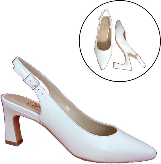 Stravers - Escarpins à bride arrière en cuir Witte Taille 35 Chaussures de  mariage de... | bol.com