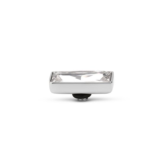 Melano Twisted Rectangle Steentje Crystal | Zilver