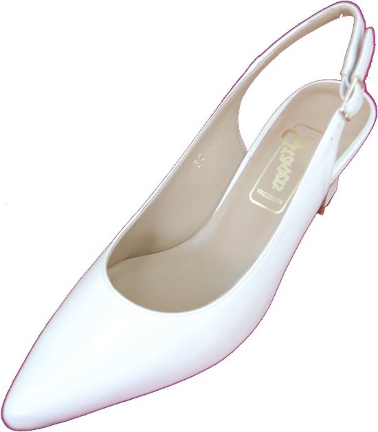 Stravers - Escarpins à bride arrière en cuir Witte Taille 44 Chaussures de mariage de petite taille Escarpins de mariage