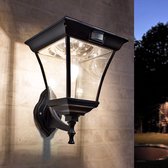 Solar wandlamp buiten 'London' - Helder wit licht - Wandlamp op zonne-energie - Klassieke buitenlamp - Zwart