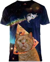 Pizzaface kat - Maat XL: Crew neck - Festival shirt - Superfout - Fout T-shirt - Feestkleding - Festival outfit - Foute kleding - Kattenshirt - Regenboogshirt - Kleding fout feest - Foute party kleding