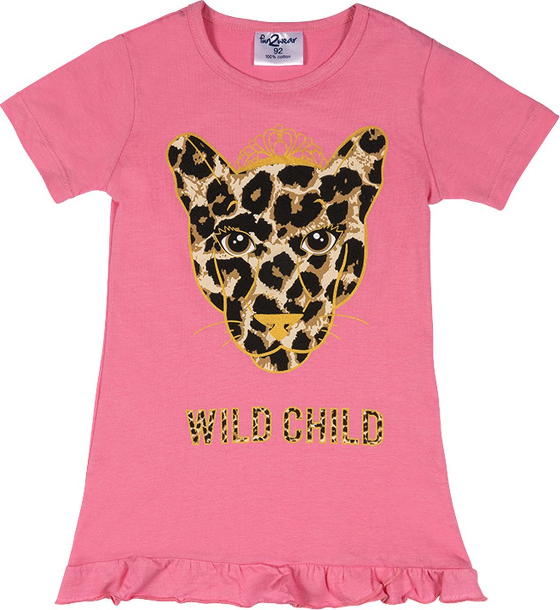 Fun2Wear - Wild Child Bigshirt | Zakje Roze - Katoen - Maat 92