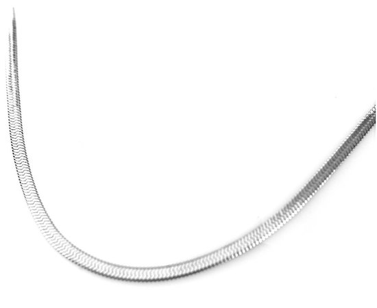Visgraat Ketting - Herringbone Collier - Zilverkleur - 56 cm - 1 stuks