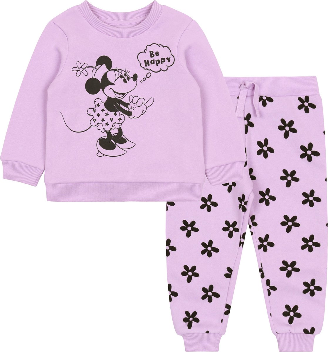 Lila, baby sweater set met bloemen - Minnie Mouse DISNEY / 80