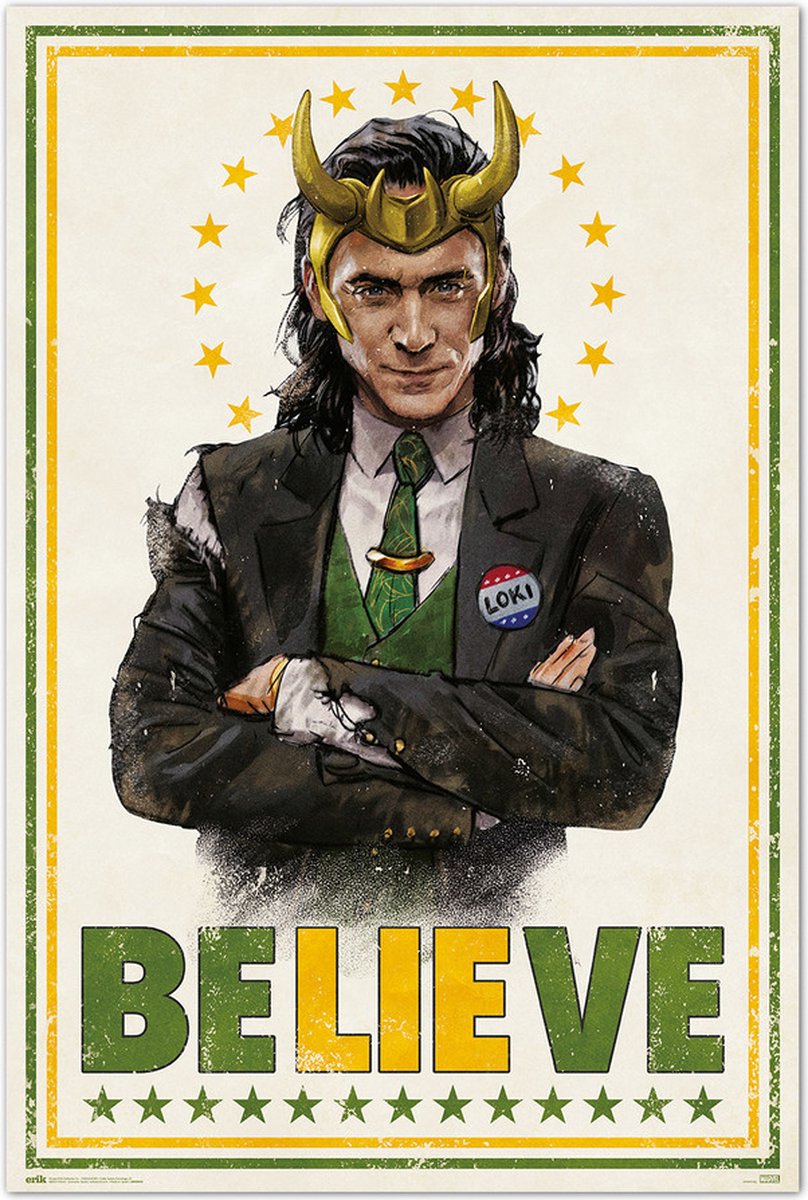 Posterpoint Loki poster - Believe - Lie - Marvel - The Avengers - Thor - Superheld - 61 x 91,5 cm multi