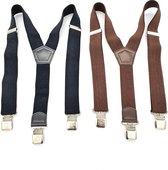 bretels heren - Bretels - bretels heren volwassenen - bretellen voor mannen - 3 clips - bretels heren met brede clip 2 Stuks - 1 x Zwart, 1 x Bruin