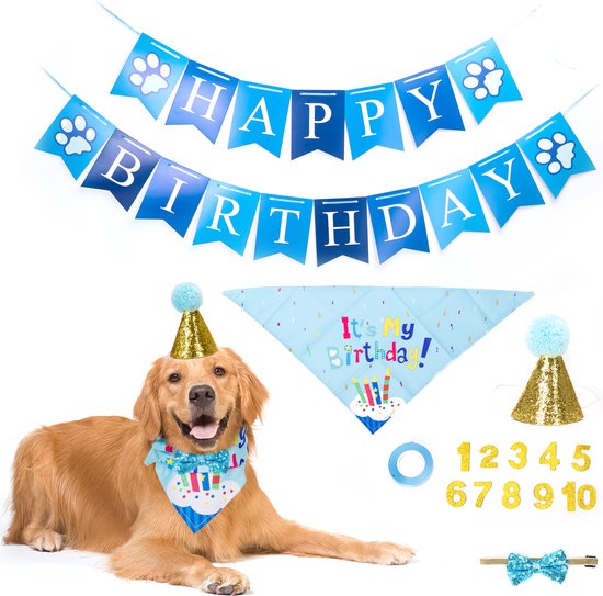 Nobleza B1T - Honden Verjaardag bandana Set - Cadeau Hond