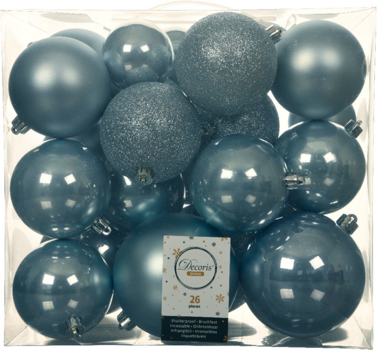 52x stuks kunststof kerstballen lichtblauw 6-8-10 cm - Onbreekbare plastic kerstballen