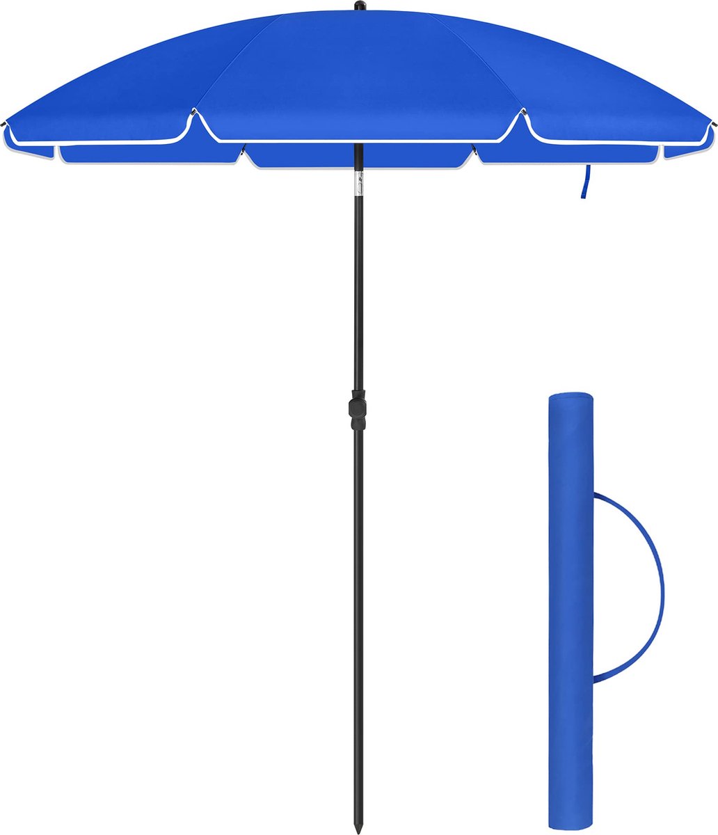 IN.HOMEXL Lizzy Parasol – UV bescherming - Buigbare - Ø 160 cm - Met Draagtas - Waterdicht - Tuin of Strand - Blauw