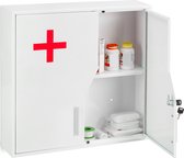 Relaxdays medicijnkastje afsluitbaar - hangende EHBO-kast - opbergkast voor medicijnen