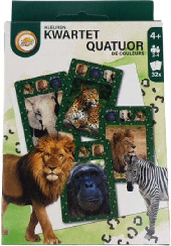 Afbeelding van het spel Kleuren Kwartet - 32 kaartjes - Verschillende dieren - Vanaf 4 jaar - Jungle - Kaartspel