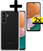 Hoesje Geschikt voor Samsung A13 5G Hoesje Siliconen Case Met 2x Screenprotector - Hoes Geschikt voor Samsung Galaxy A13 5G Hoes Siliconen - Transparant