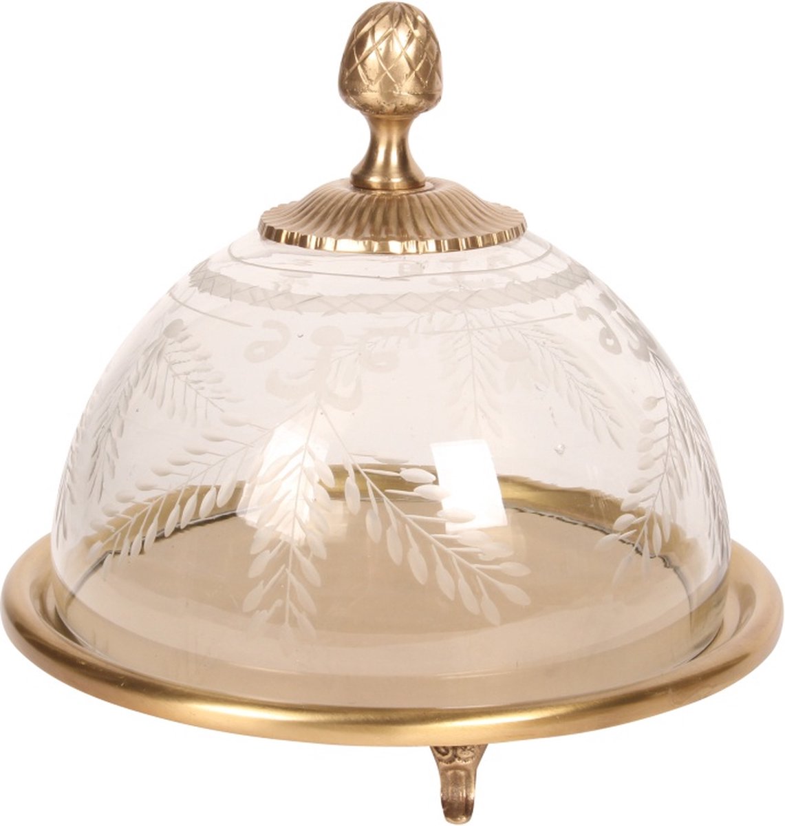 Baroque - Decoratieve schaal - Taartplateau/Serveelschaal 23 cm - Rond - Goud - Glas - 19x23x23 - Glass