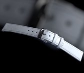 Horlogeband-12mm-echt leer-zacht-plat-mat wit-stalen gesp -12 mm