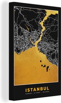 Canvas Schilderij Istanbul - Plattegrond - Goud - Stadskaart - Kaart - 20x30 cm - Wanddecoratie