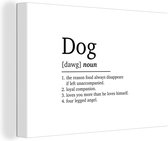 Canvas Schilderij Dog - Spreuken - Quotes - Hond definitie - Woordenboek - 30x20 cm - Wanddecoratie