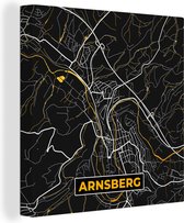 Peinture sur Toile City Map – Carte – Allemagne – Or – Arnsberg – Carte - 50x50 cm - Décoration murale
