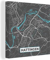 Canvas Schilderij Stadskaart – Hattingen – Duitsland – Plattegrond – Kaart - 20x20 cm - Wanddecoratie