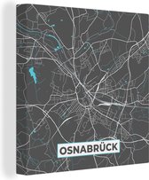 Peinture sur Toile Plan de Ville – Carte – Allemagne – Blauw – Osnabrück – Carte - 20x20 cm - Décoration murale