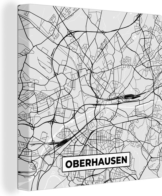 Impression sur Toile Plan de la Ville - Allemagne - Carte - Oberhausen - Carte - 50x50 cm - Décoration murale