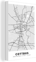 Canvas Schilderij Cottbus - Kaart - Stadskaart - Duitsland - Plattegrond - 40x60 cm - Wanddecoratie