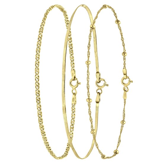 Lucardi - Parure en argent plaqué or avec 3 bracelets
