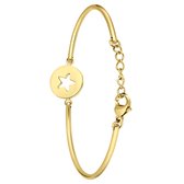 Lucardi Dames Goldplated armband met ster - Staal - Armband - Cadeau - 20 cm - Goudkleurig