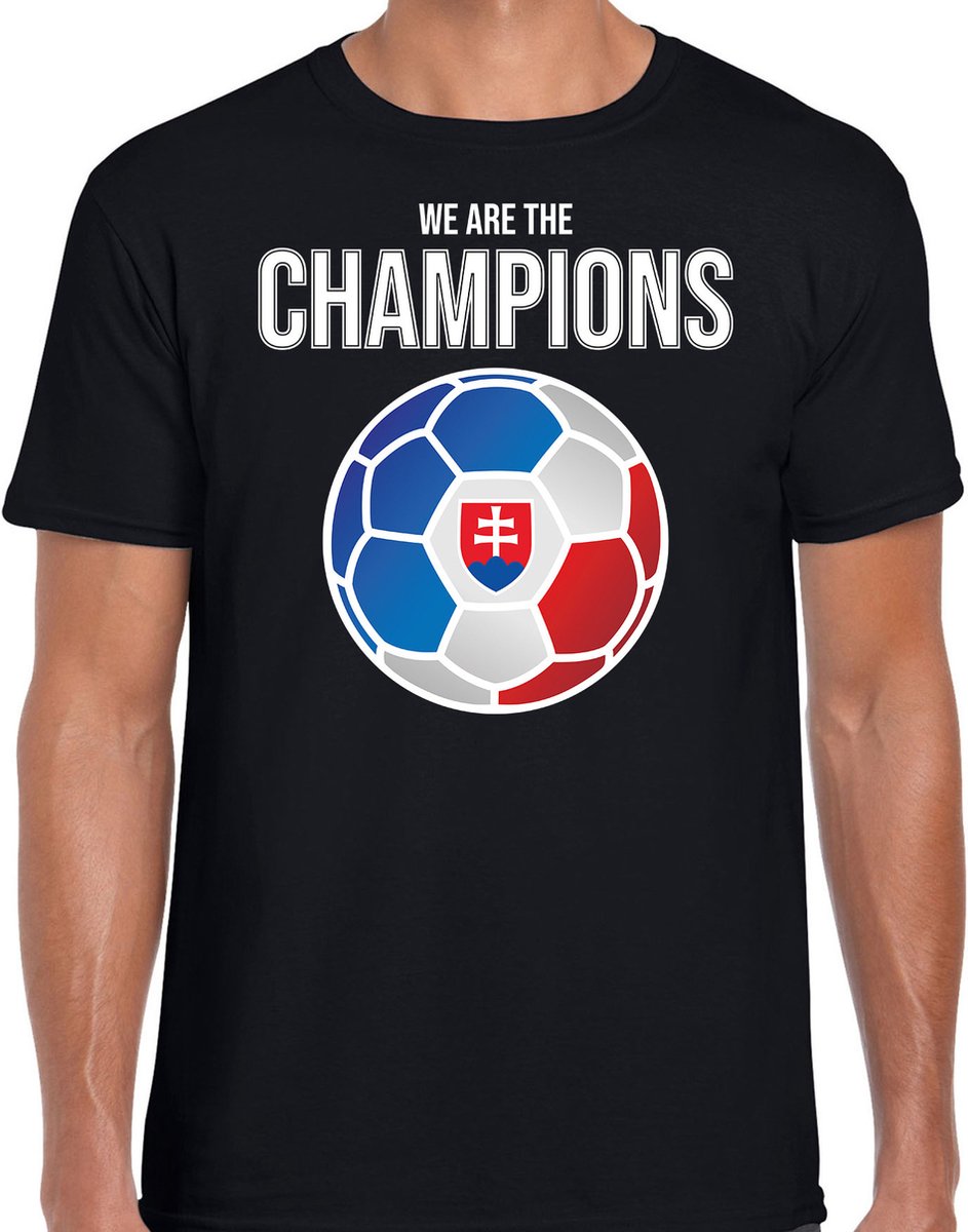 Slowakije EK/ WK supporter t-shirt - we are the champions met Slowaakse voetbal - zwart - heren - kleding / shirt XL