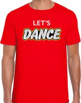 Dance party t-shirt / shirt lets dance - rood - voor heren - dance / party shirt / feest shirts / disco seventies feest shirts / festival outfit L