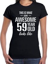 Awesome 59 year - geweldig 59 jaar cadeau t-shirt zwart dames - Verjaardag cadeau XXL