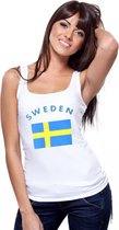 Witte dames tanktop met vlag van Zweden M