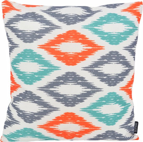 Diamond Oranje/Aqua Kussenhoes | Outdoor / Buiten | Katoen / Polyester | 45 x 45 cm