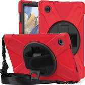 Case2go - Tablet Hoes geschikt voor Samsung Galaxy Tab A8 (2022 & 2021) - 10.5 Inch - Hand Strap Armor Case - Rood