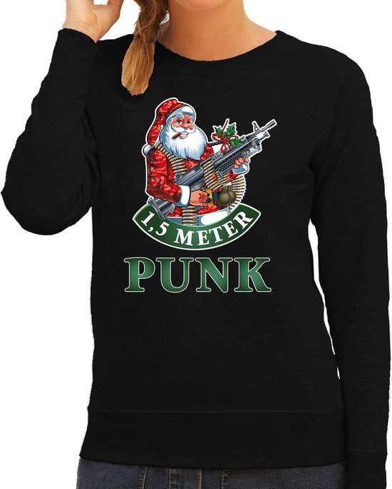 Foute Kerstsweater / kersttrui 1,5 meter punk zwart voor dames - Kerstkleding / Christmas outfit XL