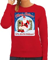 Foute Kersttrui / sweater - Merry shitmas who stole the toiletpaper - rood voor dames - kerstkleding / kerst outfit S