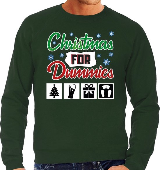 Foute Kersttrui / sweater - Christmas for dummies - groen voor heren - kerstkleding / kerst outfit XL