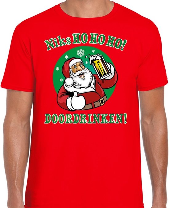 Wrong Christmas t-shirt - bière buvant le père Noël - rien à boire HO HO HO - rouge pour homme - vêtements de Noël / tenue de Noël XL (54)